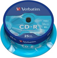 CD-R VERBATIM 700 MB Extra ochrana 25 ks