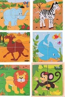 Puzzle kocky kocky Náučná skladačka ZOO Drevo