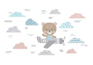 Nálepky na stenu BEAR AIRPLANE CLOUD XXL Nálepky na stenu BEAR AIRPLANE CLOUD XXL