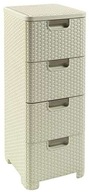 KNIŽNICA V ŠTÝLE CURVER RATTAN 4 x 14L ZÁSUVKY KRÉMOVÉ KNIŽNICA V ŠTÝLE CURVER RATTAN 4 x 14L ZÁSUVKY KRÉMOVÉ