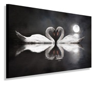 OBRAZ DVE LABUTÍ MESIAC 120x80 do obývačky OBRAZ DVE LABUTÍ MESIAC 120x80 do obývačky