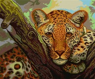 Plátno s potlačou na krížikový steh leoparda 7001, 49x41 cm Gobelín Plátno s potlačou na krížikový steh leoparda 7001, 49x41 cm Gobelín